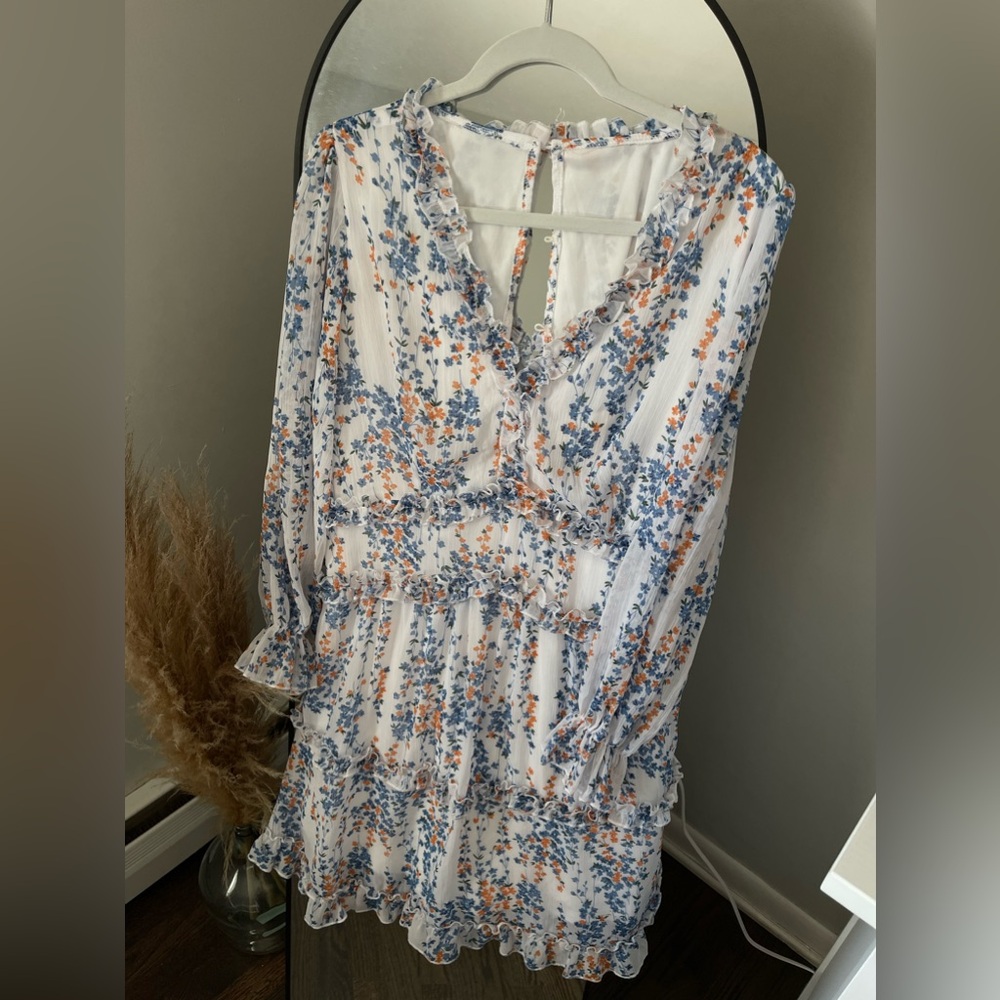 Multi Color Flower Dress with Slight Open Back - Size XL